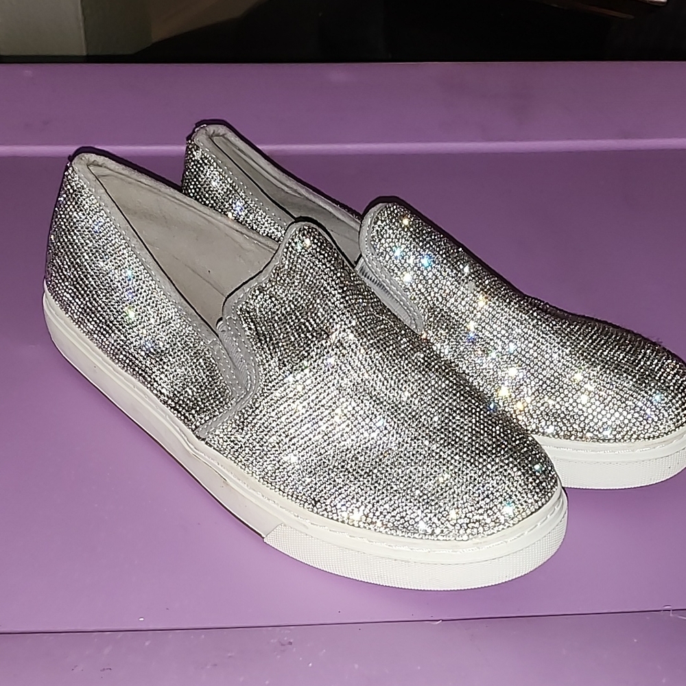 Steve Madden Glittering Silver Slip-On Sneakers